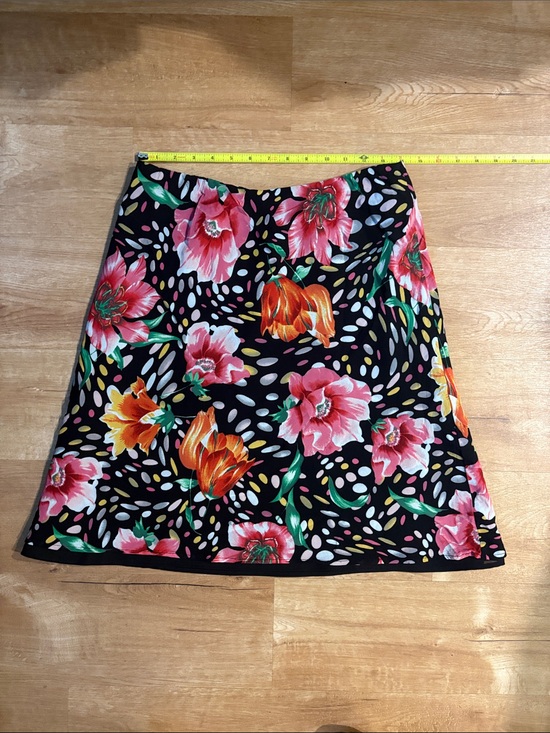Lily Dresses & Skirts - Y2K Black A-Line Skirt with Pink & Orange Floral Print